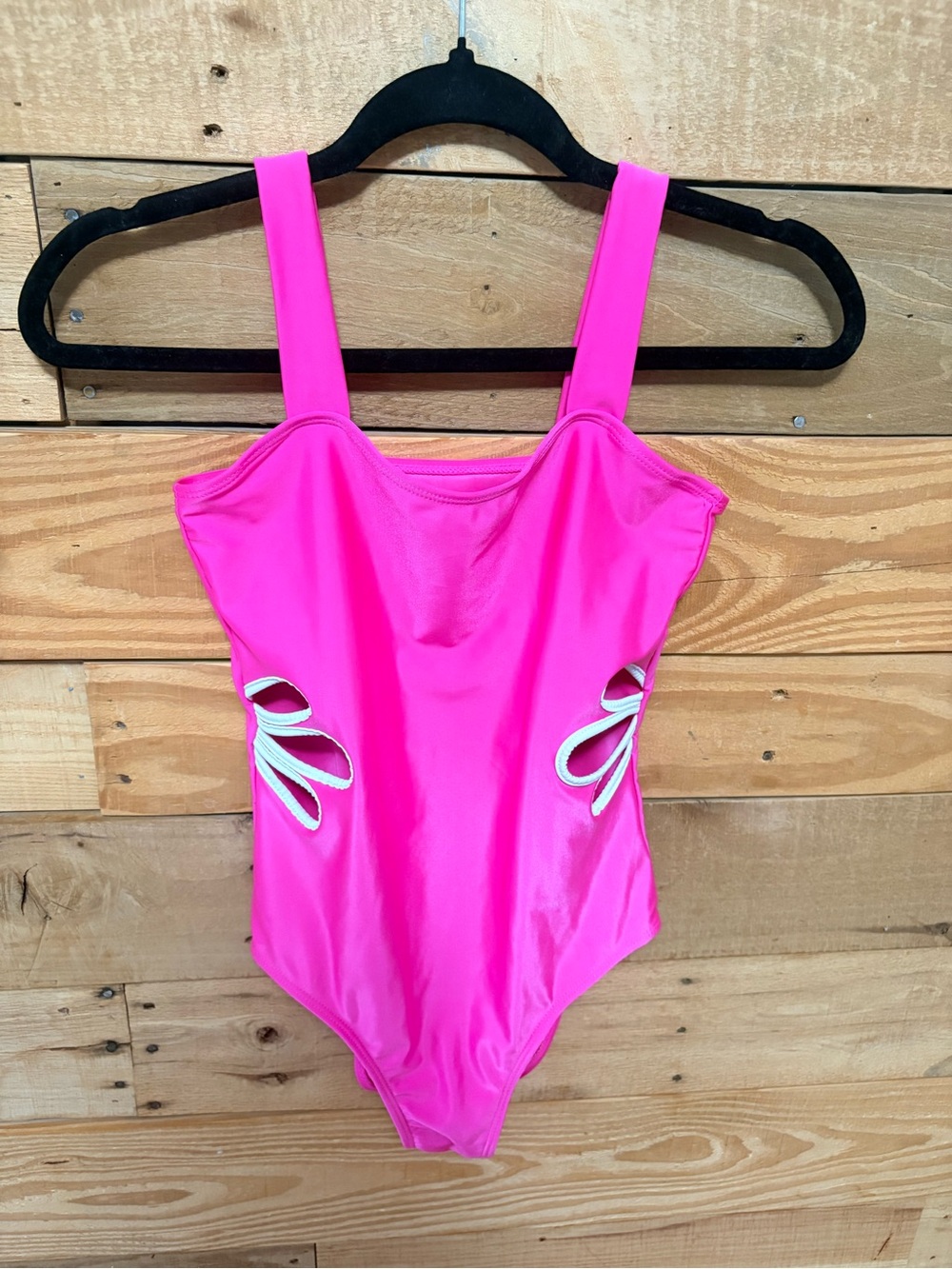 Kids Hot Pink One-Piece Swimsuit with Side Cutouts size 10/12